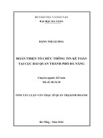 Hoàn thiện tổ chức thông tin kế toán tại Cục Hải Quan Thành phố Đà Nẵng