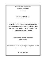 Nghiên cứu tài sản thương hiệu định hướng người tiêu dùng cho chuỗi cửa hàng thức an nhanh Lotteria tại Đà Nẵng