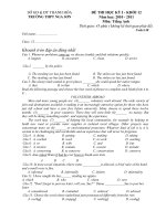 Đề+ĐA kiểm tra HKI môn TA 12 năm học 10-11