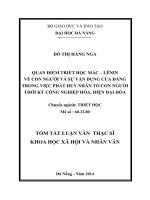 Quan điểm triết học Mác - Lê Nin về con người và sự vân dụng của Đảng trong việc phát huy nhân tố con người trong thời kỳ công nghiệp hóa- hiện đại hóa