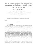Vai trò của đội ngũ giảng viên trong đào tạo nguồn nhân lực các trường Cao đẳng Thành Phố Việt Trì hiện nay