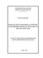 Đánh giá chất lượng dịch vụ chăm sóc và hỗ trợ khách hàng tại Tổng công ty Bảo Việt Nhân Thọ