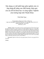 Xây dựng cơ chế phối hợp giữa nghiên cứu và ứng dụng để nâng cao chất lượng, hiệu quả của các đề tài khoa học và công nghệ ( Nghiên cứu trường hợp tỉnh Thanh Hóa)