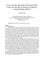Vai trò của liên minh nghị viện thế giới (IPU) trong việc thúc đẩy sự tham gia của phụ nữ trong hoạt động chính trị