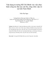Vận dụng tư tưởng Hồ Chí Minh vào việc thực hiện công tác đào tạo cán bộ, công chức cấp xã tại tỉnh Nam Định