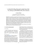 Lý thuyết hệ thống tổng quát và phân hóa xã hội Từ Ludwig von Bertalanffy đến Talcott Parsons