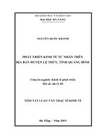 Tóm tắt luận văn phát triển dịch vụ kinh tế tư nhân trên địa bàn huyện lệ thủy, tỉnh quảng bình