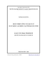 Hoàn thiện công tác quản lý xuất khẩu lao động tại tỉnh Quảng Ninh