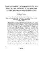 Xây dựng chính sách hỗ trợ nghiên cứu lập trình ứng dụng công nghệ thông tin góp phần nâng cao hiệu quả công tác công an tỉnh Bạc Liêu