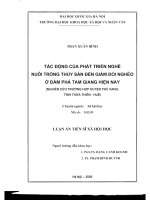 Tác động của phát triển nghề nuôi trồng thủy sản đến giảm đói nghèo ở đầm phá Tam Giang hiện nay (nghiên cứu trường hợp huyện Phú Vang, tỉnh Thừa Thiên Huế)