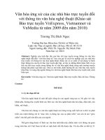 Văn hóa ứng xử của các nhà báo trực tuyến đối với thông tin văn hóa nghệ thuật (Khảo sát Báo trực tuyến VnExpress, Vietnamnet và VnMedia từ năm 2009 đến năm 2010)
