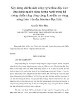 Xây dựng chính sách công nghệ thúc đẩy việc ứng dụng nguồn năng lượng xanh trong hệ thống chiếu sáng công cộng, khu dân cư vùng nông thôn trên địa bàn tỉnh Bạc Liêu