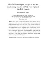 Vấn đề kế thừa và phát huy giá trị đạo đức truyền thống của phụ nữ Việt Nam ở phụ nữ tỉnh Thái Nguyên