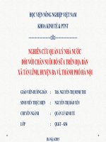 Nghiên cứu quản lí nhà nước đối với chăn nuôi bò sữa trên địa bàn xã Tản Lĩnh, huyện Ba Vì, thành phố Hà Nội