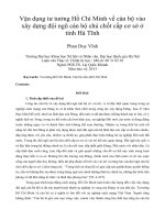 Vận dụng tư tưởng Hồ Chí Minh về cán bộ vào xây dựng đội ngũ cán bộ chủ chốt cấp cơ sở ở tỉnh Hà Tĩnh