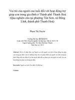 Vai trò của người cao tuổi đối với hoạt động trợ giúp con trong gia đình ở Thành phố Thanh Hoá (Qua nghiên cứu tại phường Tân Sơn, xã Đông Lĩnh, thành phố Thanh Hoá)