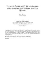 Vai trò của ổn định xã hội đối với đẩy mạnh công nghiệp hóa, hiện đại hóa ở Việt Nam hiện nay