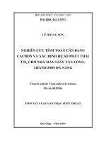 tóm tắt luận văn thạc sĩ  Nghiên cứu tính toán cân bằng Cacbon và xác định hệ số phát thải CO2 cho Nhà máy giấy Tân Long, thành phố Đà Nẵng