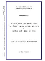 Huy động và sử dụng vốn tại Công ty Lâm nghiệp và dịch vụ Hương Sơn - tỉnh Hà Tĩnh
