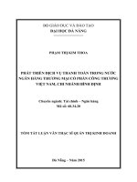 Phát triển dịch vụ thanh toán trong nước ngân hàng TMCP công thương Việt Nam, chi nhánh Bình Định