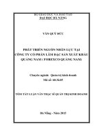 Phát triển nguồn nhân lực tại công ty cổ phần lâm đặc sản xuất khẩu Quảng Nam ( Forexco Quảng Nam)