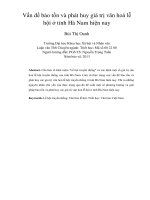 Vấn đề bảo tồn và phát huy giá trị văn hoá lễ hội ở tỉnh Hà Nam hiện nay