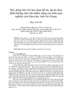 Xây dựng tiêu chí lựa chọn đề tài, dự án theo định hướng nhu cầu nhằm nâng cao hiệu quả nghiên cứu khoa học tỉnh An Giang