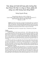 Xây dựng mô hình kết hợp giữa trường Đại học Dược Hà Nội và công ty Dược phẩm để nâng cao chất lượng họat động R&D