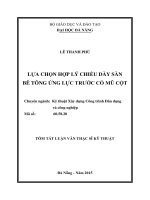 tóm tắt luận văn thạc sĩ  Lựa chọn hợp lý chiều dày sàn bê tông ứng lực trước có mũ cột
