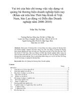 Vai trò của báo chí trong việc xây dựng và quảng bá thương hiệu doanh nghiệp hiện nay (Khảo sát trên báo Thời báo Kinh tế Việt Nam, báo Lao động và Diễn đàn Doanh nghiệp năm 2008-2010)
