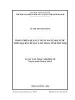 Hoàn thiện quản lý ngân sách nhà nước trên địa bàn huyện Lâm Thao, tỉnh Phú Thọ