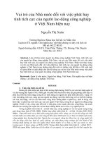 Vai trò của Nhà nước đối với việc phát huy tính tích cực của người lao động công nghiệp ở Việt Nam hiện nay
