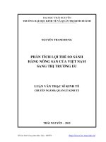 Phân tích lợi thế so sánh hàng nông sản của Việt Nam sang thị trường EU