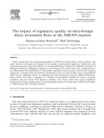 International business review volume 15 issue 4 2006 doi 10 1016 j ibusrev 2006 05 001 hussain gulzar rammal; ralf zurbruegg    the impact of regulatory quality on intra foreign direct investment