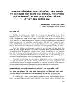 Đánh giá tiềm năng sản xuất nông - lâm nghiệp và xây dựng một số mô hình quần cư nông thôn dọc đường Hồ Chí Minh đi qua vùng đồi Lệ Thủy, tỉnh Quảng Bình