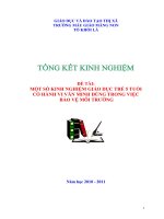 MỘT SỐ KINH NGHIỆM GIÁO DỤC TRẺ 5 TUỔI CÓ HÀNH VI VĂN MINH ĐÚNG TRONG VIỆC  BẢO VỆ MÔI TRƯỜNG