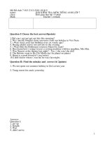 de thi hoc ki II mon Tieng Anh 7 (2010-2011)