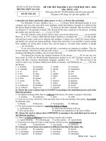 Đề thi thử THPT quốc gia môn tiếng anh lần 3 năm 2014 trường THPT gia lộc, hải dương