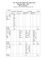 Đề Kiểm tra HK II (Ma trận + Đáp án)