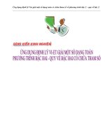 Ứng dụng định lý Viet giải một số dạng toán  phương trình bậc 2 – quy về bậc 2 có tham số