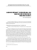 10 năm phát triển kinh tế-xã hội Hà Nội (2000-2010) thành tựu và một số vấn đề đặt ra trong công tác quản lý