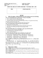 ĐỀ KIỂM TRA HỌC KỲ II MÔN SINH HỌC 7 NĂM HỌC 2010 - 2011