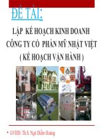Thuyết trình LẬP  KẾ HOẠCH KINH DOANH CÔNG TY CỔ  PHẦN MỸ NHẬT VIỆT ( KẾ HOẠCH VẬN HÀNH )