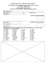 Đề và đáp án HSG Tiếng Anh 9 huyện Đoan Hùng 2008-2009.