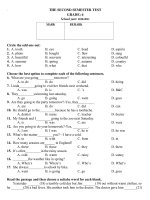 đề thi học kỳ 2 tiếng anh 7 năm 2011