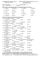 Đề thi - Đáp án Kỳ II Anh Văn 8