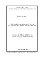 Hoàn thiện chiến lược kinh doanh của công ty Bảo Minh Hải Dương đến 2020