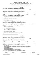 Hướng dẫn chấm bài kiểm tra HKII - Lớp 7