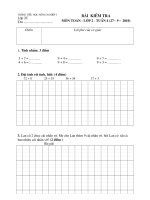 Bai kiem tra mon Toan - thang 4