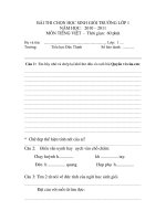 Đề thi chọn học sinh giỏi trường lớp 1 môn Toán